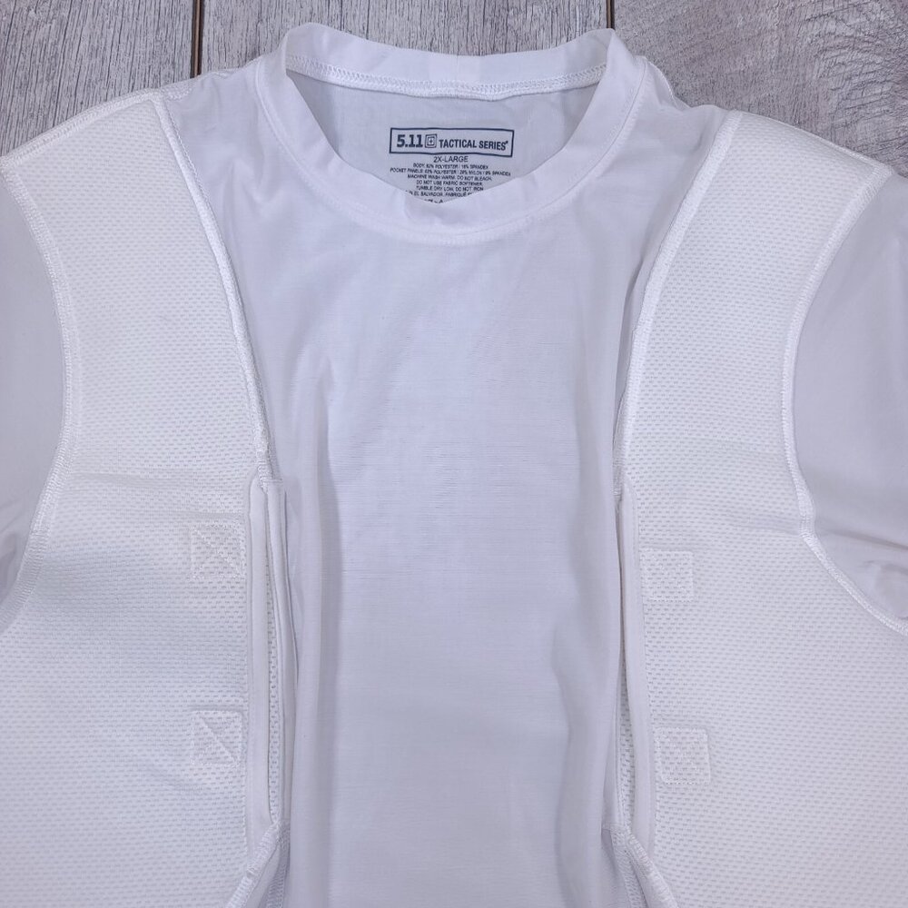 5.11 Tactical Shirt Mens Small White Holster Shirt Compression Concealed Carry - Picture 4 of 6